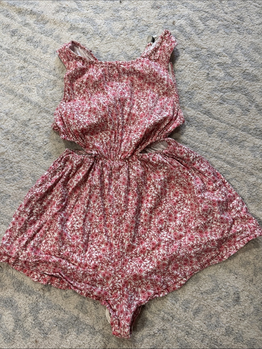 American Eagle Outfitters Pink Floral Cutout Romper